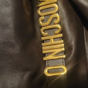 Moschino Black Leather Bag with Gold Accents